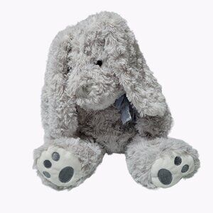 Hugfun Rabbit 13 inch Plush Easter Bunny Purple Bow Gray Stuffed Animal Toy